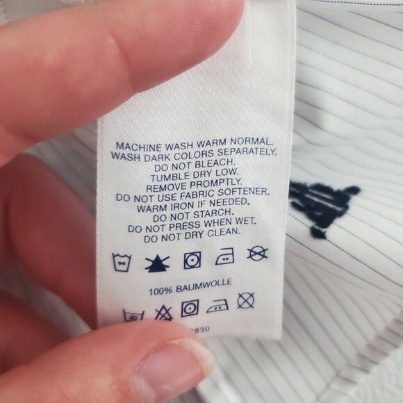 Lands End Womens Striped LE Mongramed Anchor Button Down Top Size 2 Nautical - Picture 4 of 8